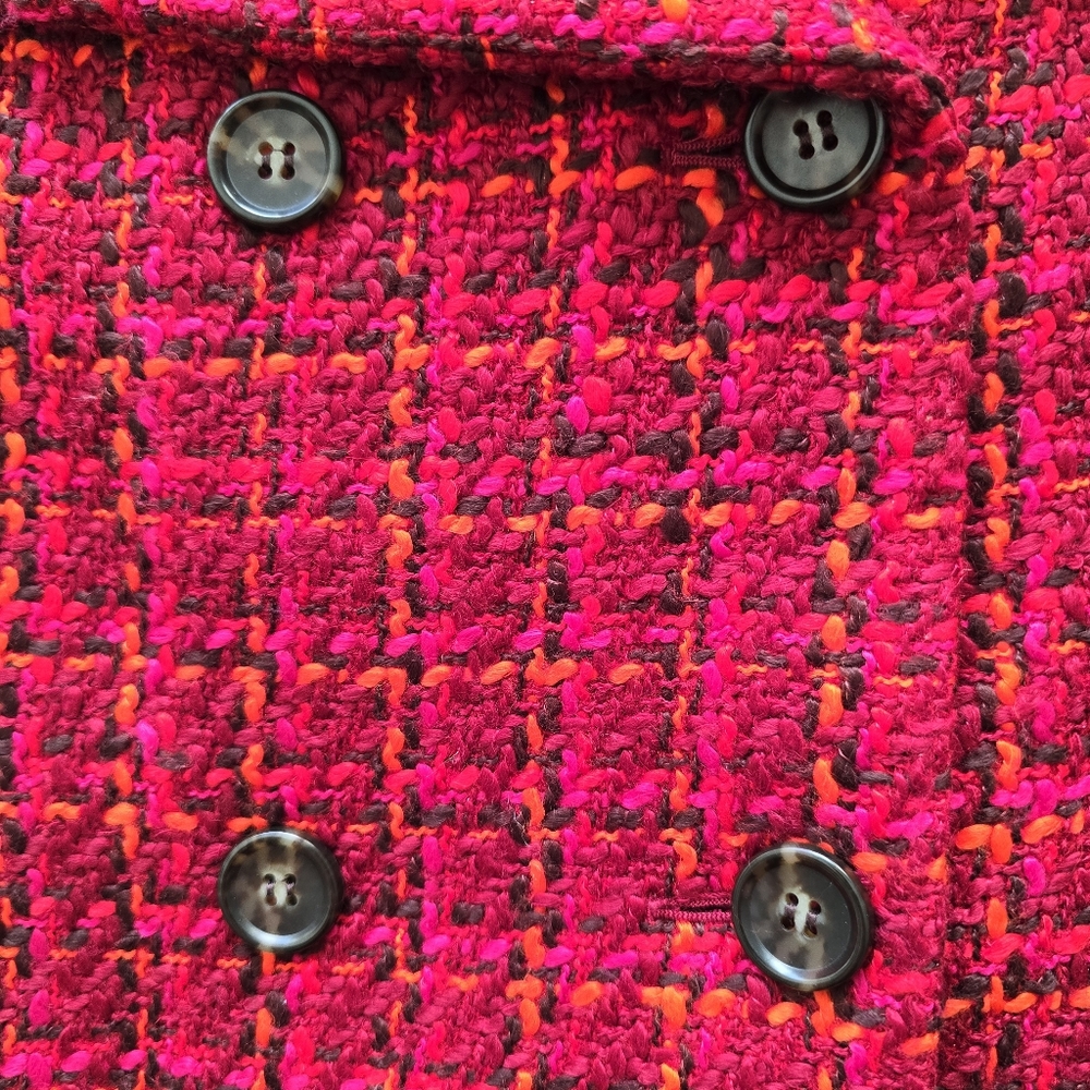 Talbots Red & Pink Tweed Cropped Peacoat Jacket Sz 10P - Picture 4 of 12